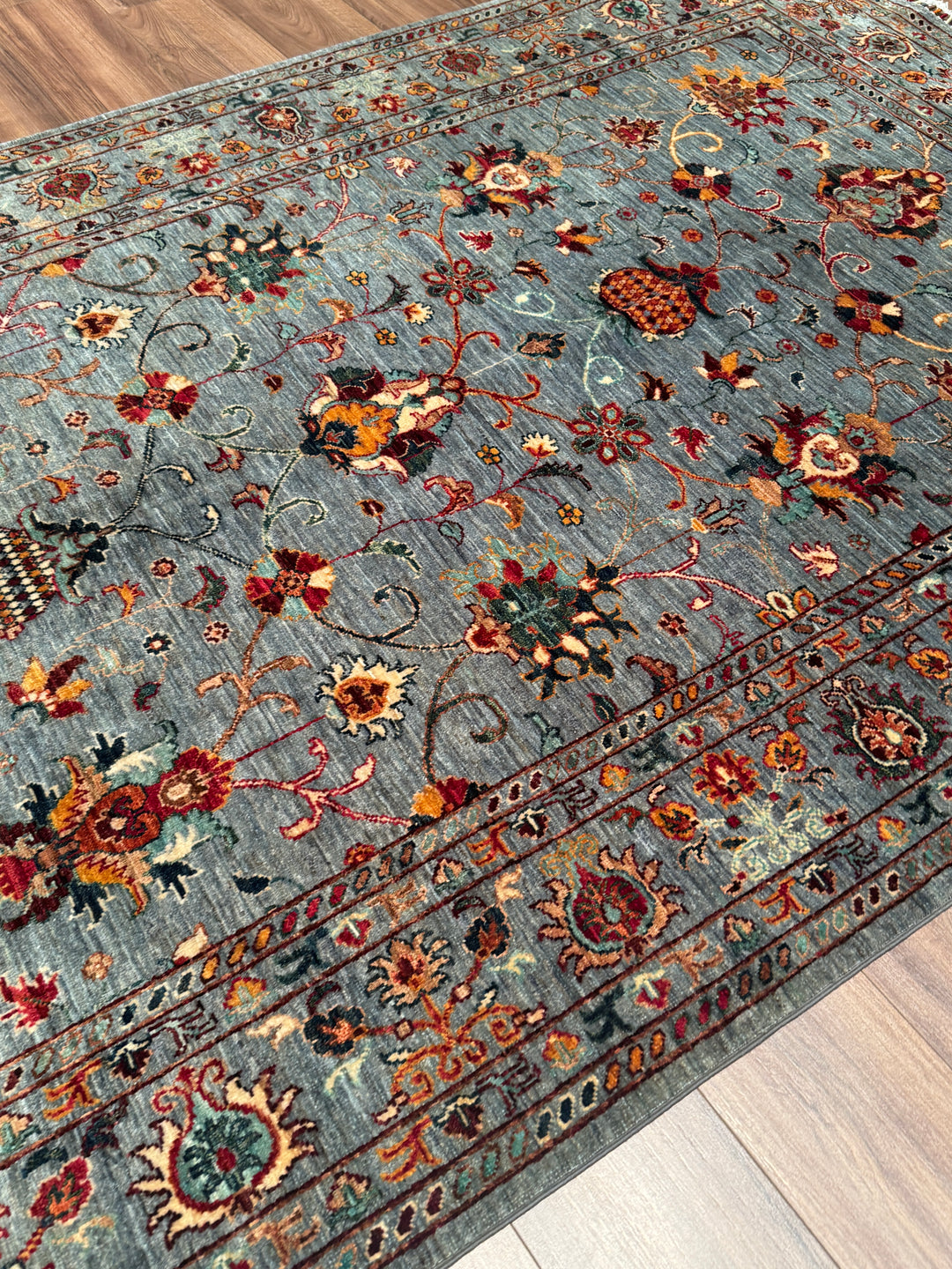 Sultani Binbirgece Orijinal El Dokuması Gri Kök Boya Yün Halı 173x248 4.29 Metrekare - 5x8 ft