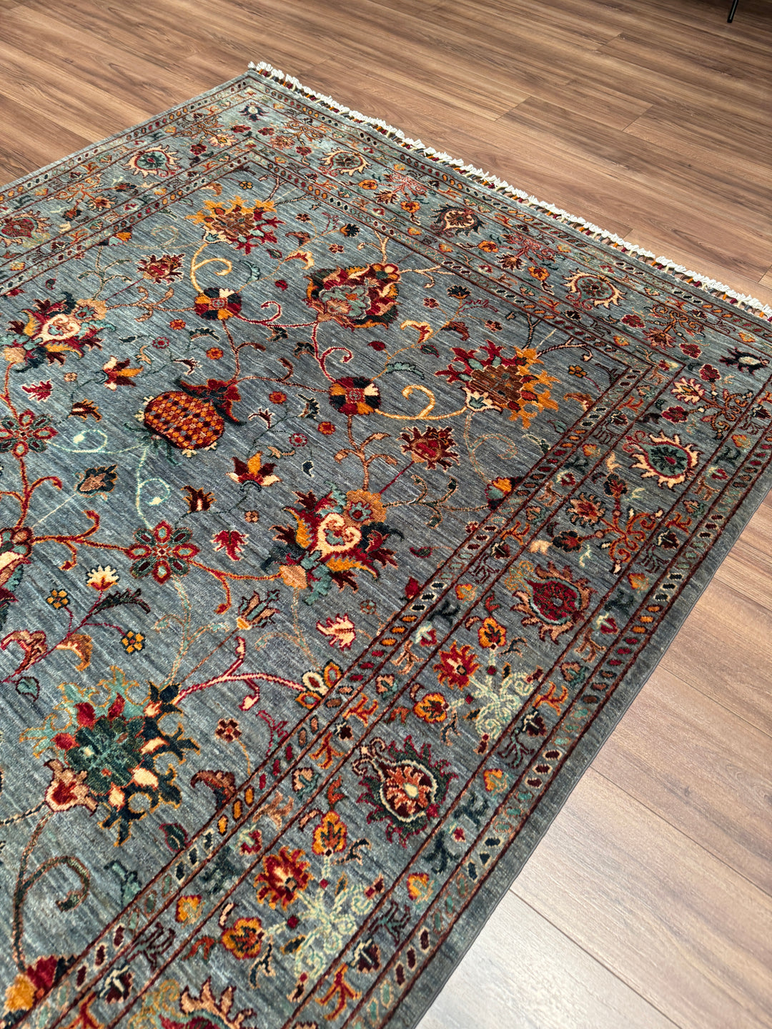 Sultani Binbirgece Orijinal El Dokuması Gri Kök Boya Yün Halı 173x248 4.29 Metrekare - 5x8 ft