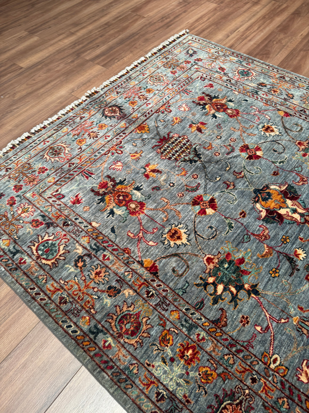 Sultani Binbirgece Orijinal El Dokuması Gri Kök Boya Yün Halı 173x248 4.29 Metrekare - 5x8 ft