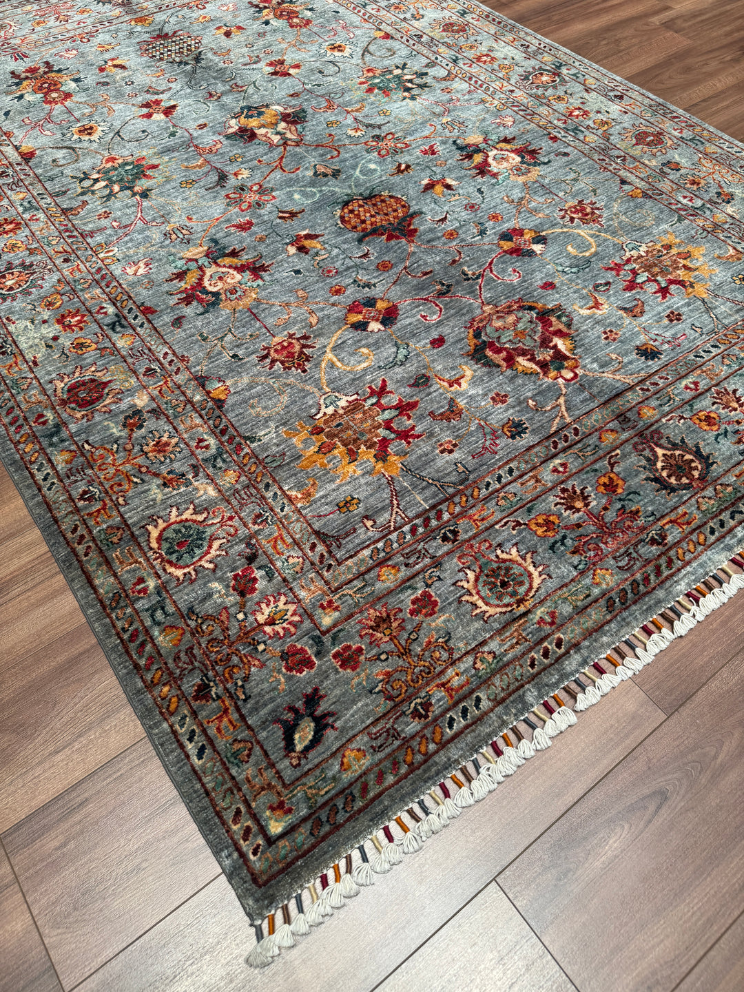 Sultani Binbirgece Orijinal El Dokuması Gri Kök Boya Yün Halı 173x248 4.29 Metrekare - 5x8 ft