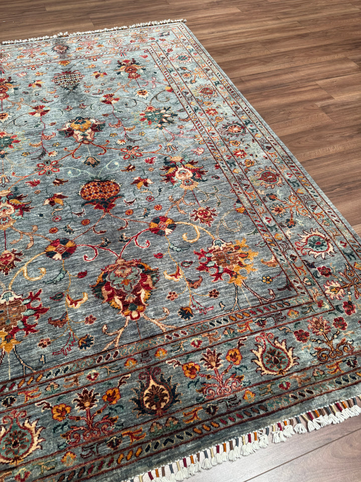 Sultani Binbirgece Orijinal El Dokuması Gri Kök Boya Yün Halı 173x248 4.29 Metrekare - 5x8 ft