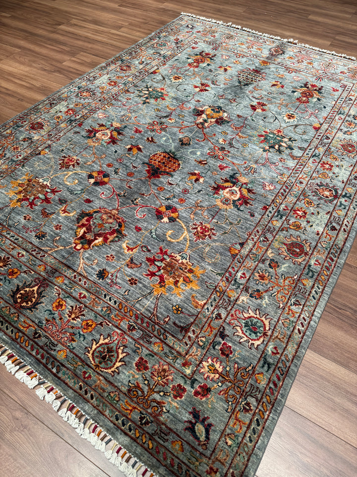 Sultani Binbirgece Orijinal El Dokuması Gri Kök Boya Yün Halı 173x248 4.29 Metrekare - 5x8 ft