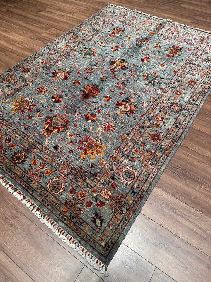 Sultani Binbirgece Orijinal El Dokuması Gri Kök Boya Yün Halı 173x248 4.29 Metrekare - 5x8 ft