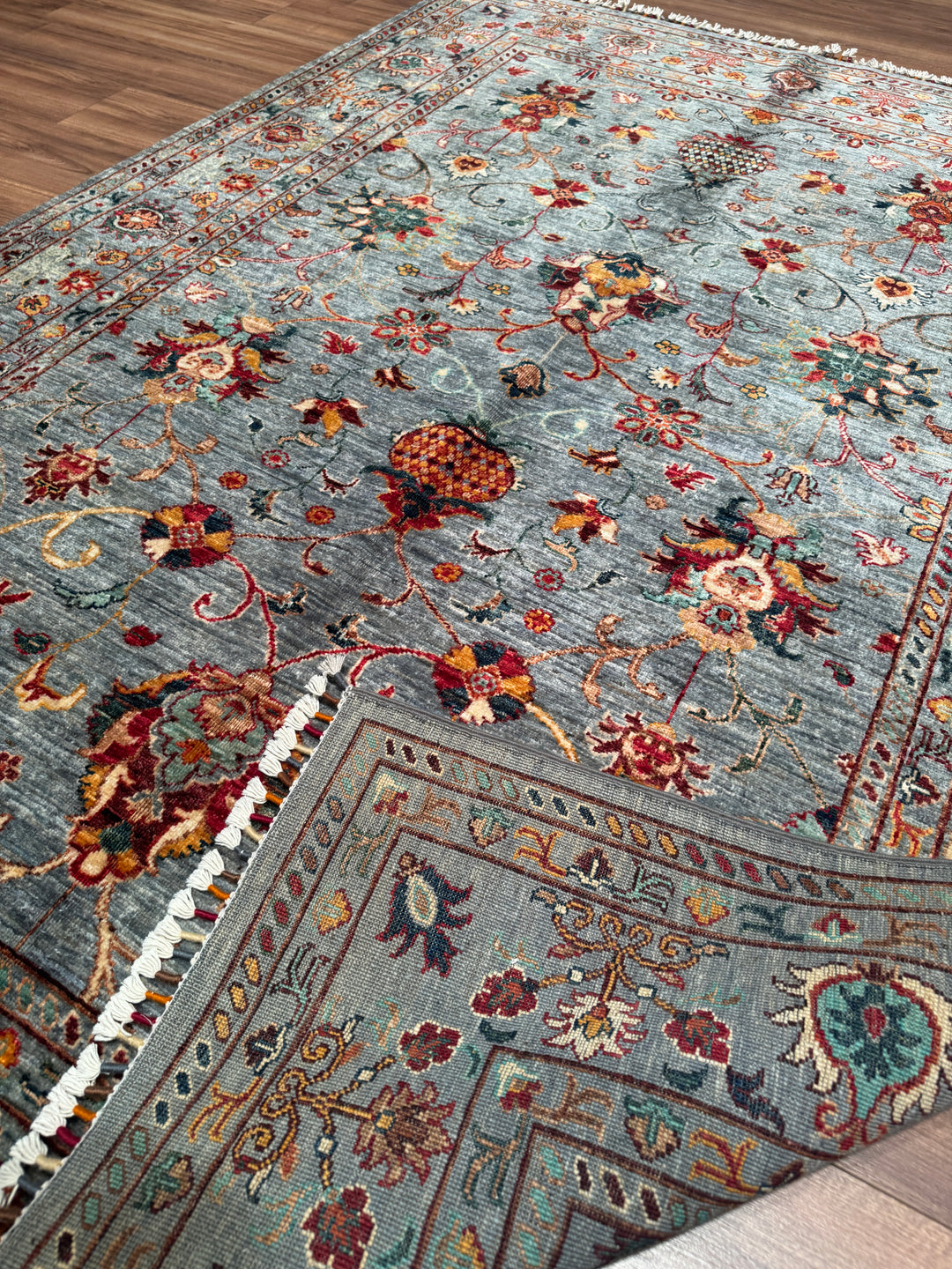 Sultani Binbirgece Orijinal El Dokuması Gri Kök Boya Yün Halı 173x248 4.29 Metrekare - 5x8 ft