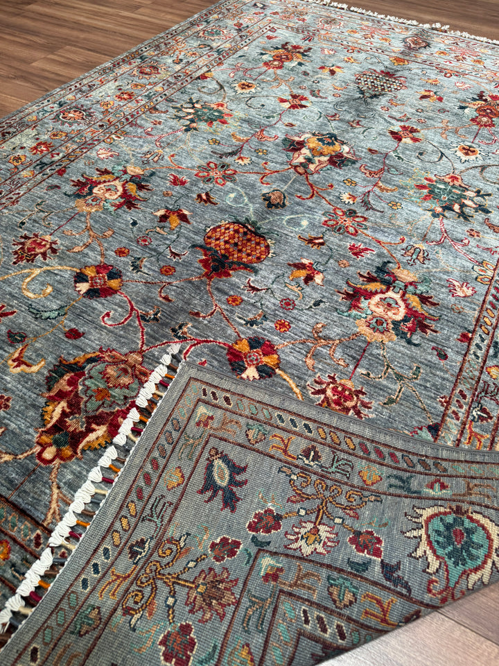 Sultani Binbirgece Orijinal El Dokuması Gri Kök Boya Yün Halı 173x248 4.29 Metrekare - 5x8 ft