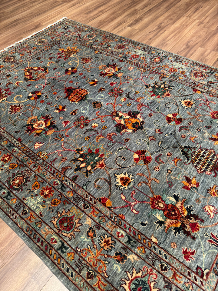 Sultani Binbirgece Orijinal El Dokuması Gri Kök Boya Yün Halı 173x248 4.29 Metrekare - 5x8 ft