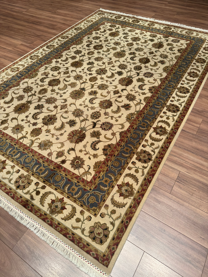 Hint Uşağı Aurora Orijinal El Dokuması Bej Yün İpek Halı 200x300 6 Metrekare - 7x10 ft