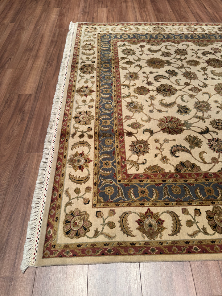 Hint Uşağı Aurora Orijinal El Dokuması Bej Yün İpek Halı 200x300 6 Metrekare - 7x10 ft