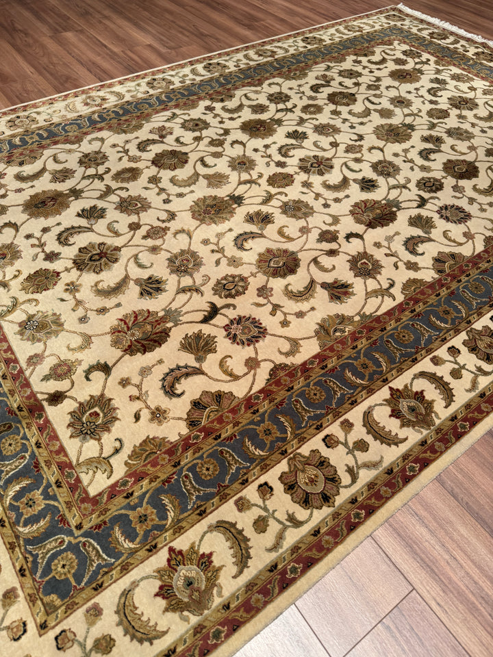Hint Uşağı Aurora Orijinal El Dokuması Bej Yün İpek Halı 200x300 6 Metrekare - 7x10 ft