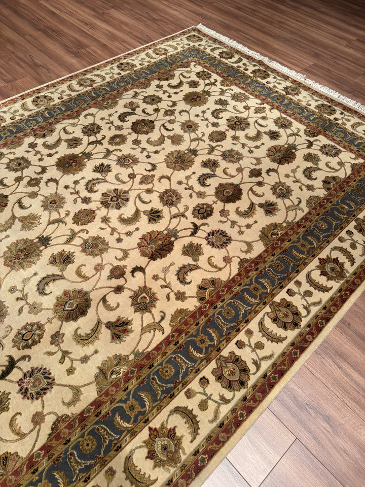 Hint Uşağı Aurora Orijinal El Dokuması Bej Yün İpek Halı 200x300 6 Metrekare - 7x10 ft