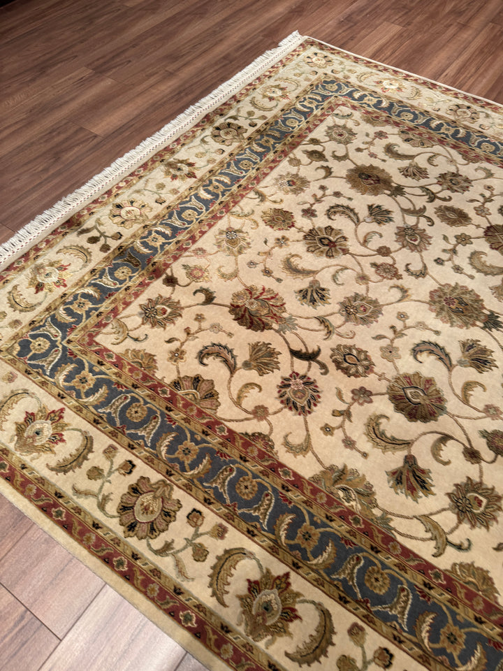 Hint Uşağı Aurora Orijinal El Dokuması Bej Yün İpek Halı 200x300 6 Metrekare - 7x10 ft