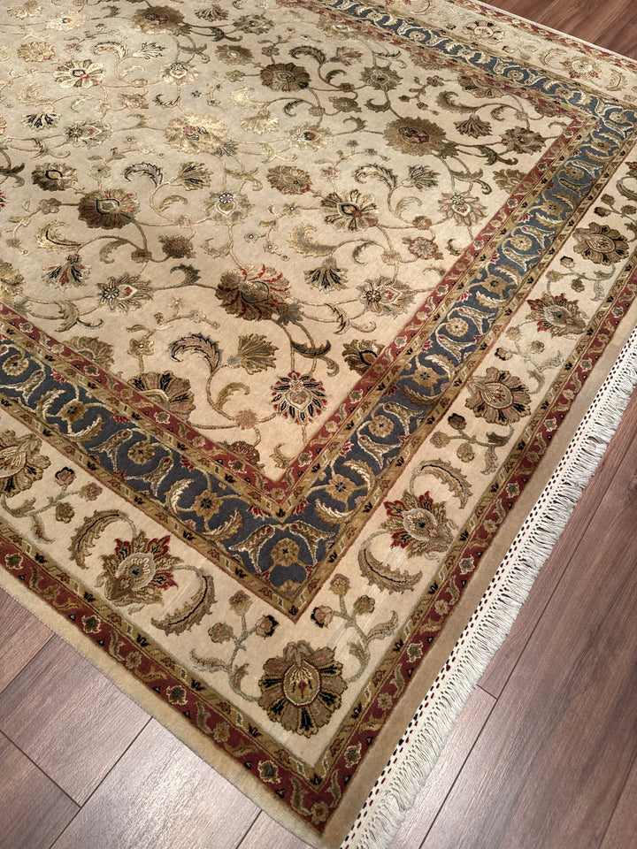 Hint Uşağı Aurora Orijinal El Dokuması Bej Yün İpek Halı 200x300 6 Metrekare - 7x10 ft
