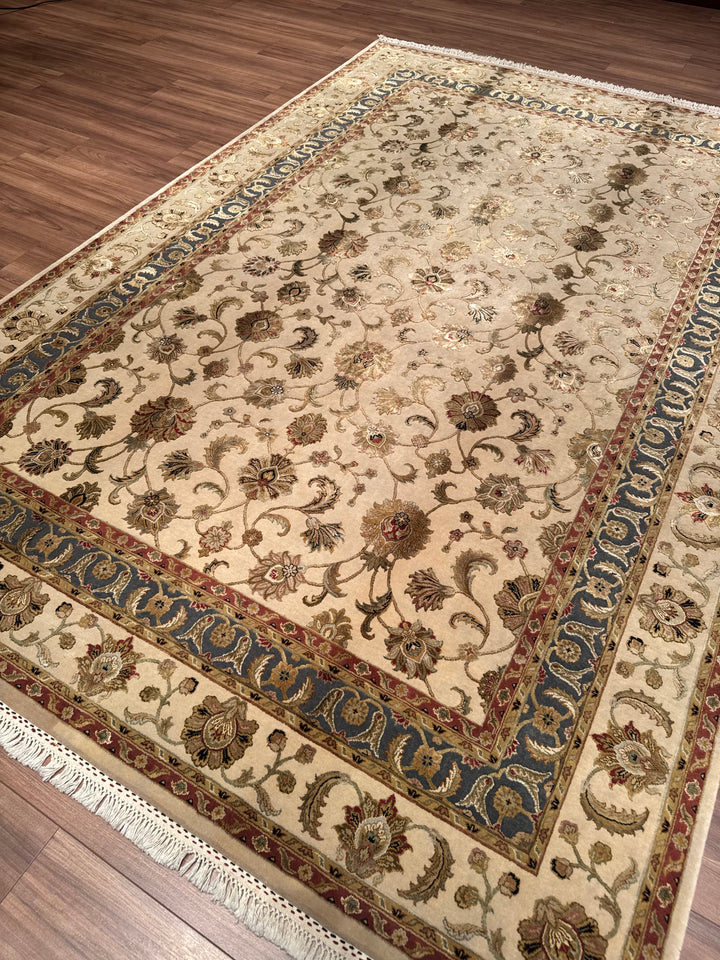 Hint Uşağı Aurora Orijinal El Dokuması Bej Yün İpek Halı 200x300 6 Metrekare - 7x10 ft