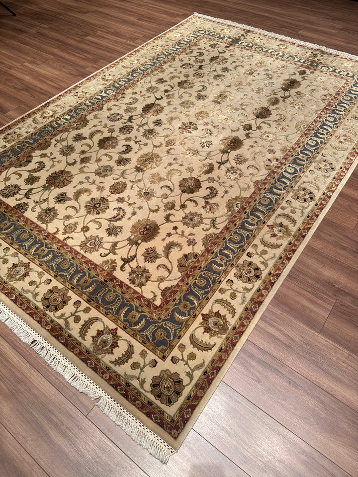Hint Uşağı Aurora Orijinal El Dokuması Bej Yün İpek Halı 200x300 6 Metrekare - 7x10 ft