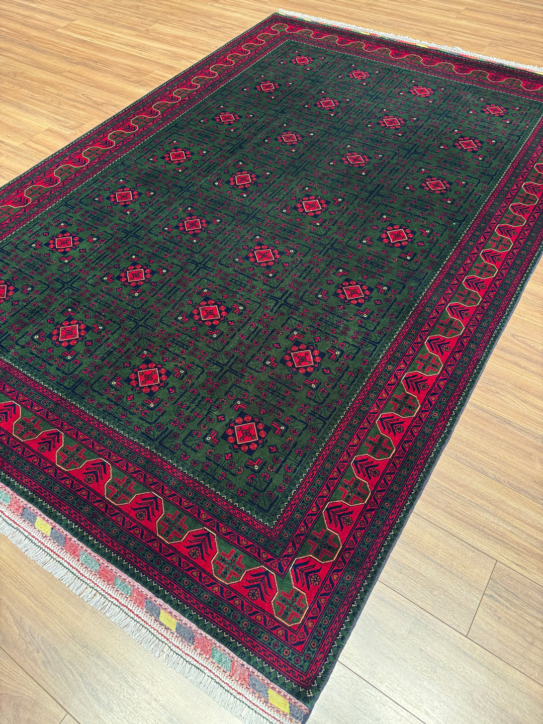 Afghan Biljik Rug Original Hand-Woven Natural Dye Wool 197x293 5.77 Square Meters - 7x10 ft