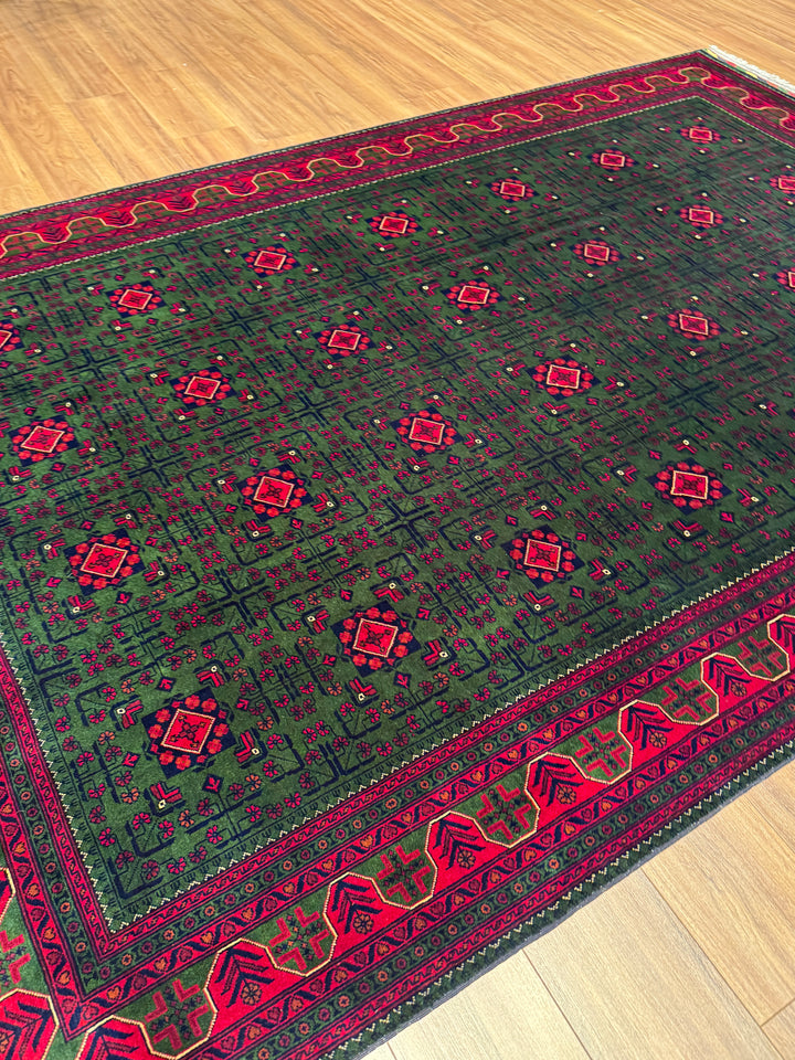 Afghan Biljik Rug Original Hand-Woven Natural Dye Wool 197x293 5.77 Square Meters - 7x10 ft