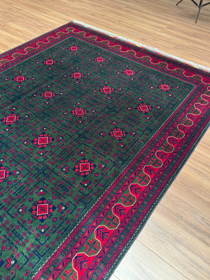 Afghan Biljik Rug Original Hand-Woven Natural Dye Wool 197x293 5.77 Square Meters - 7x10 ft