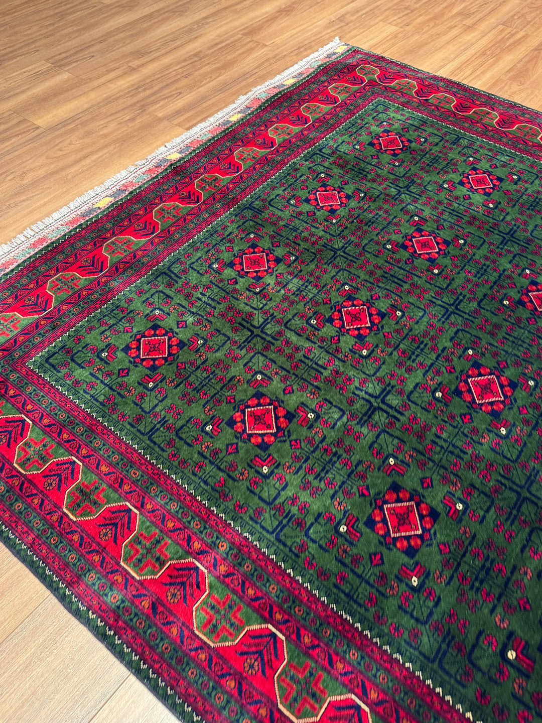 Afghan Biljik Rug Original Hand-Woven Natural Dye Wool 197x293 5.77 Square Meters - 7x10 ft