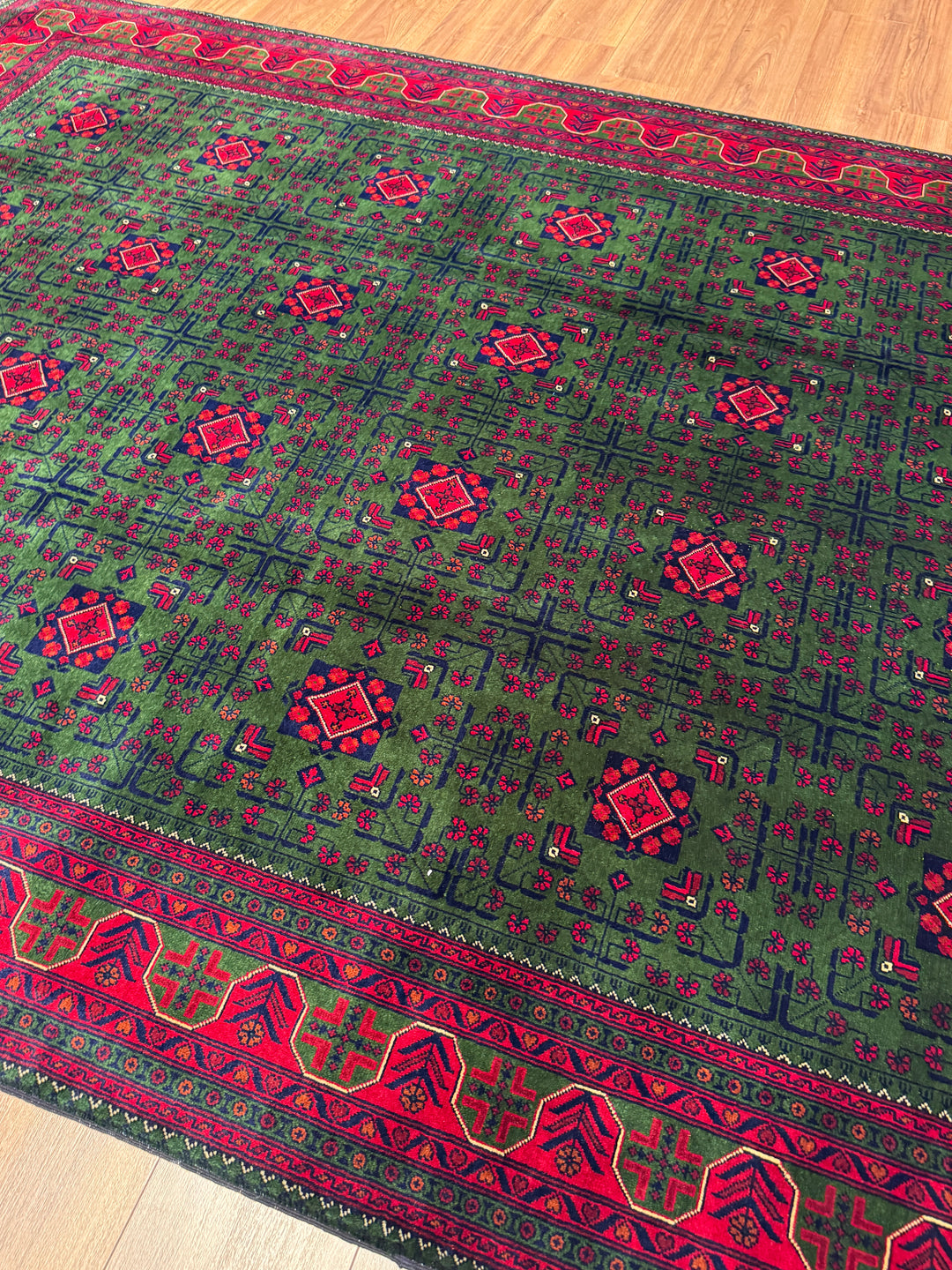 Afghan Biljik Rug Original Hand-Woven Natural Dye Wool 197x293 5.77 Square Meters - 7x10 ft