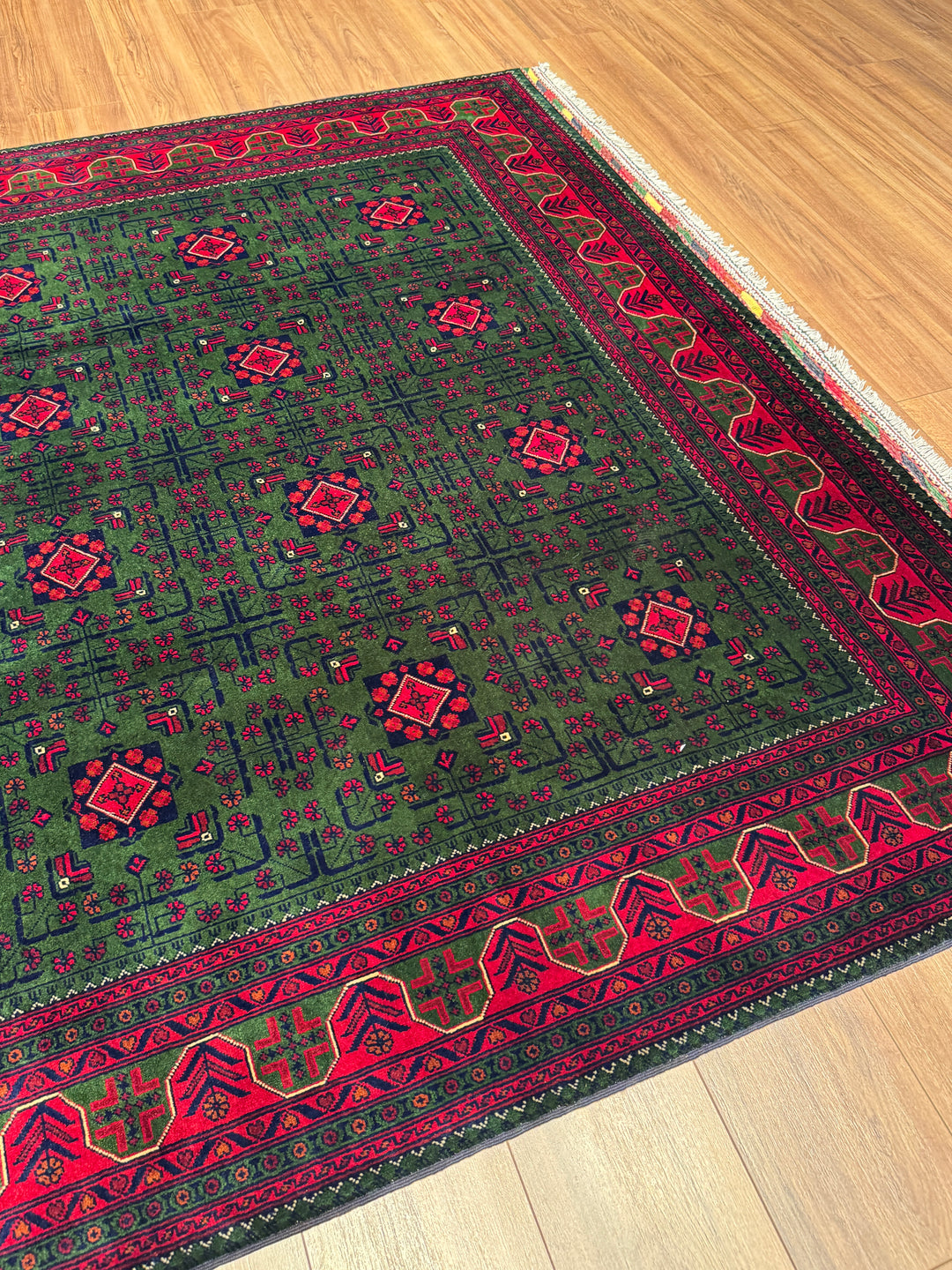 Afghan Biljik Rug Original Hand-Woven Natural Dye Wool 197x293 5.77 Square Meters - 7x10 ft