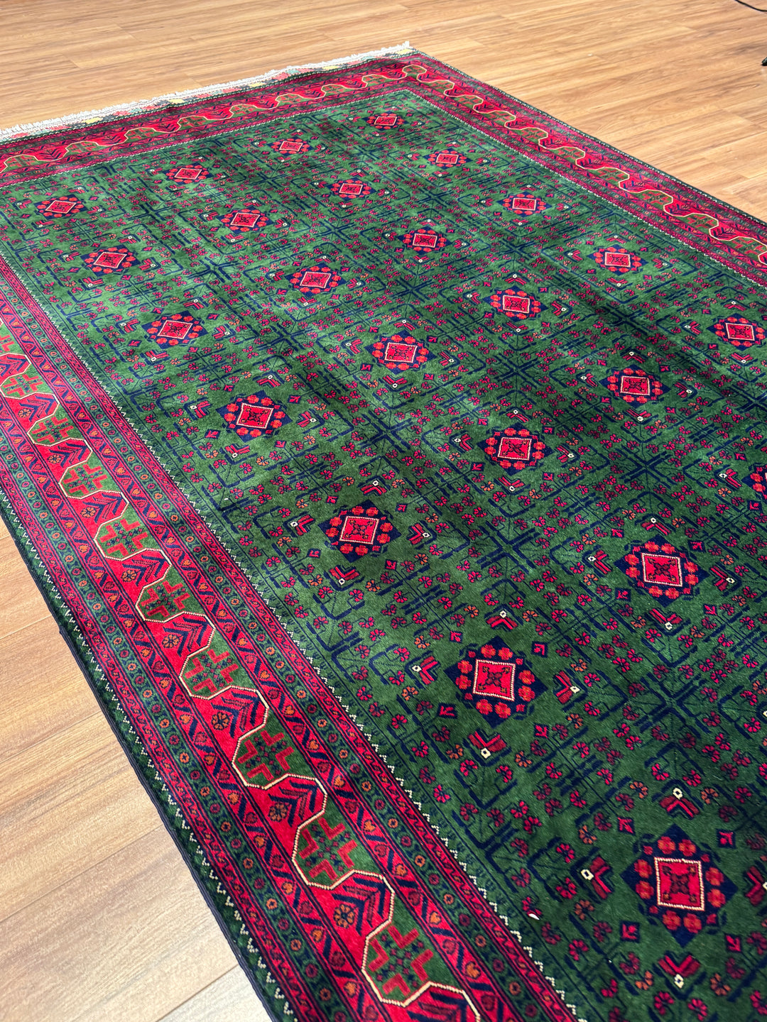 Afghan Biljik Rug Original Hand-Woven Natural Dye Wool 197x293 5.77 Square Meters - 7x10 ft
