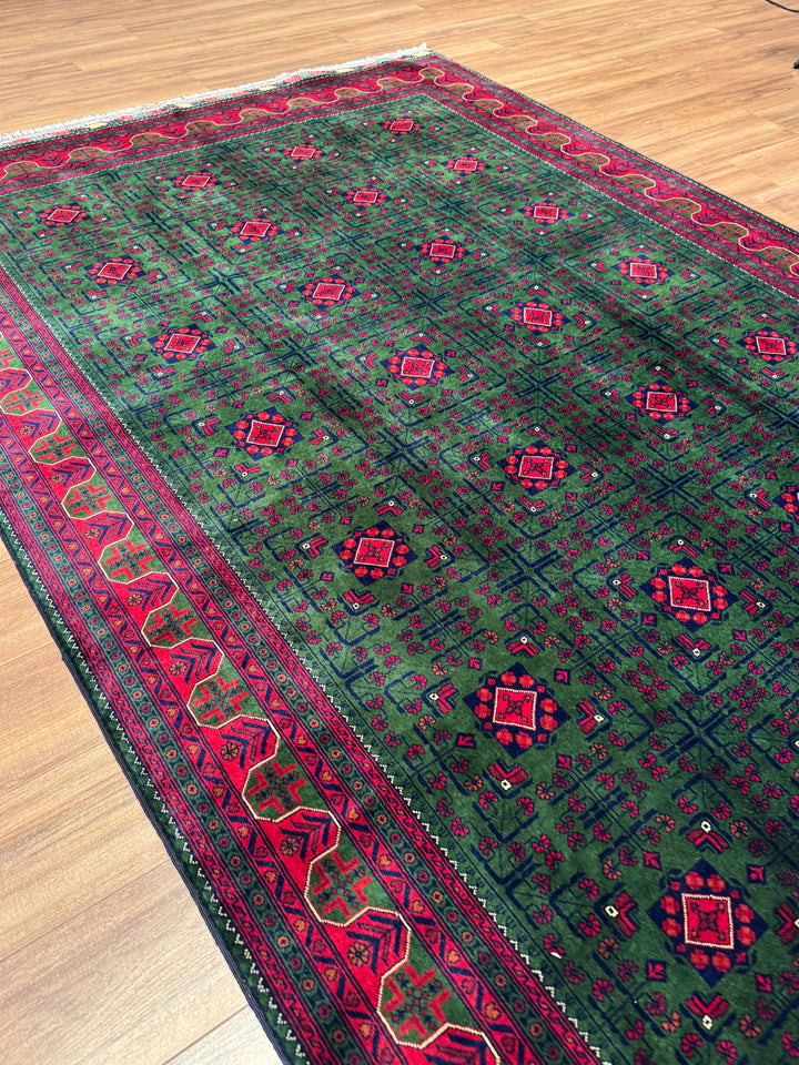 Afghan Biljik Rug Original Hand-Woven Natural Dye Wool 197x293 5.77 Square Meters - 7x10 ft