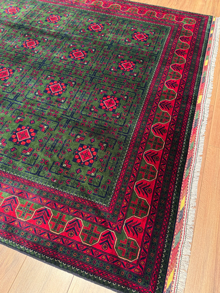 Afghan Biljik Rug Original Hand-Woven Natural Dye Wool 197x293 5.77 Square Meters - 7x10 ft
