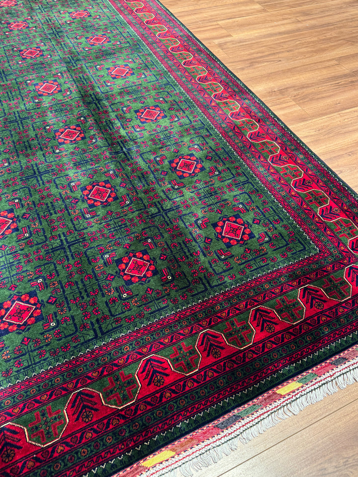 Afghan Biljik Rug Original Hand-Woven Natural Dye Wool 197x293 5.77 Square Meters - 7x10 ft