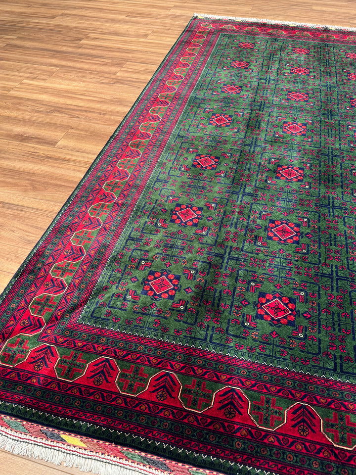 Afghan Biljik Rug Original Hand-Woven Natural Dye Wool 197x293 5.77 Square Meters - 7x10 ft