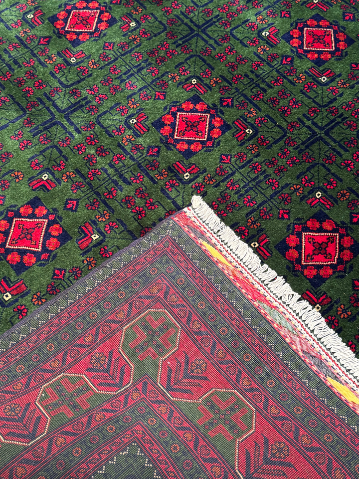 Afghan Biljik Rug Original Hand-Woven Natural Dye Wool 197x293 5.77 Square Meters - 7x10 ft