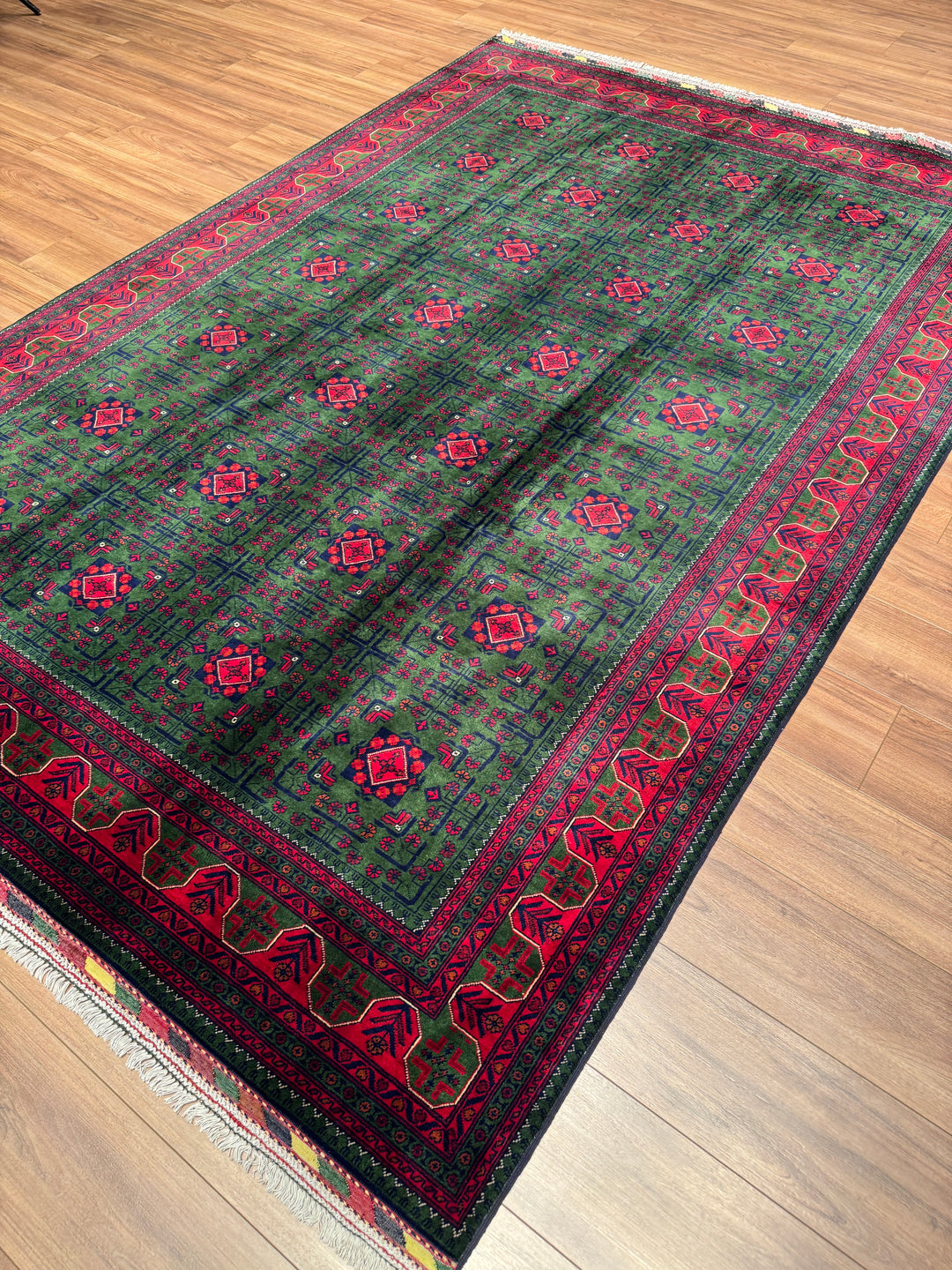 Afghan Biljik Rug Original Hand-Woven Natural Dye Wool 197x293 5.77 Square Meters - 7x10 ft