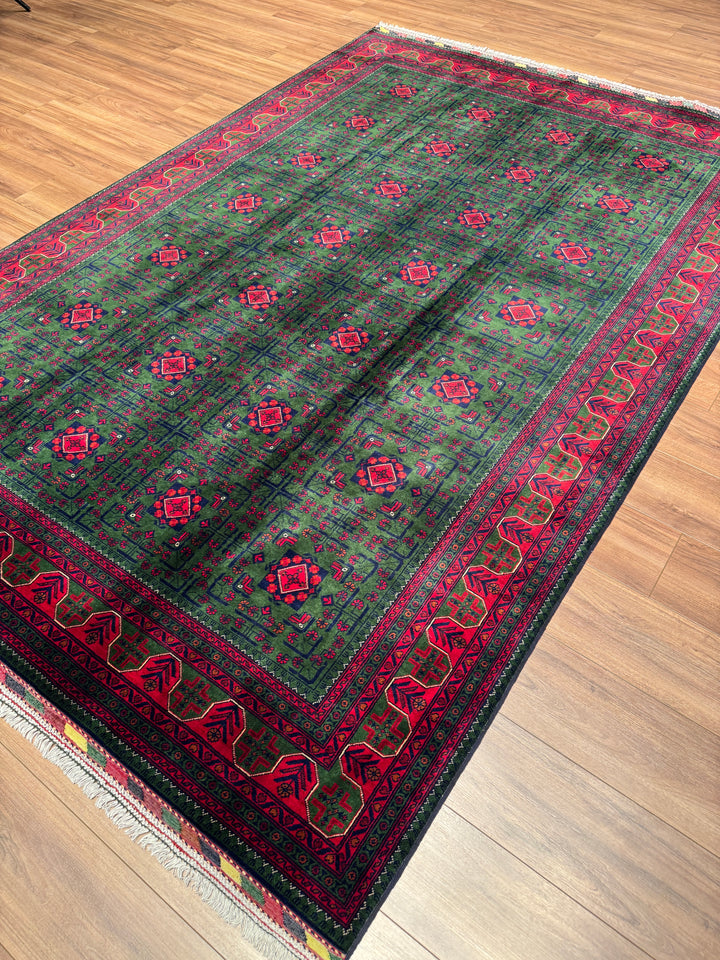 Afghan Biljik Rug Original Hand-Woven Natural Dye Wool 197x293 5.77 Square Meters - 7x10 ft