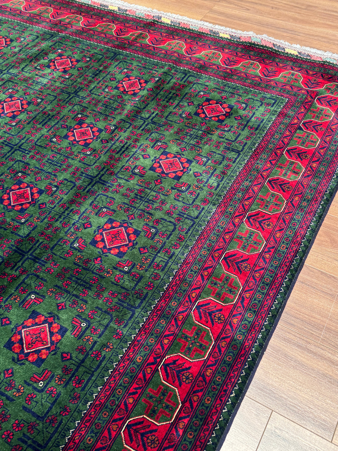 Afghan Biljik Rug Original Hand-Woven Natural Dye Wool 197x293 5.77 Square Meters - 7x10 ft