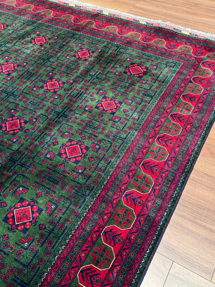 Afghan Biljik Rug Original Hand-Woven Natural Dye Wool 197x293 5.77 Square Meters - 7x10 ft