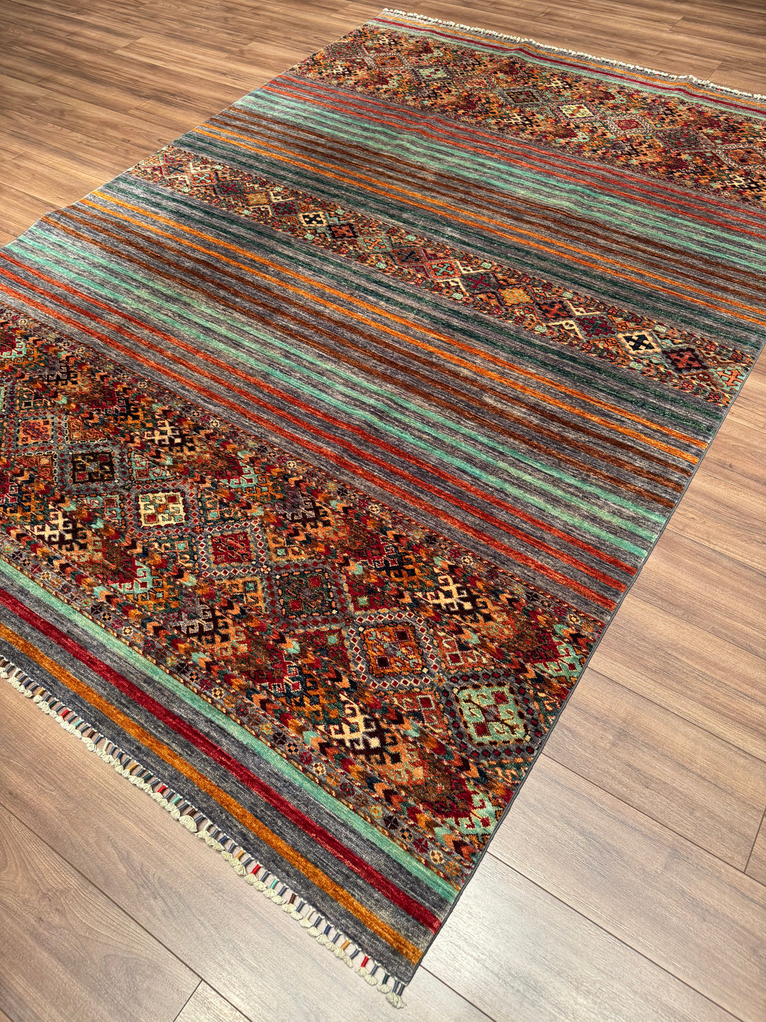 Khorjin Orijinal El Dokuması Multi Kök Boya Yün Halı 209x302 6.31 Metrekare - 7x10 ft