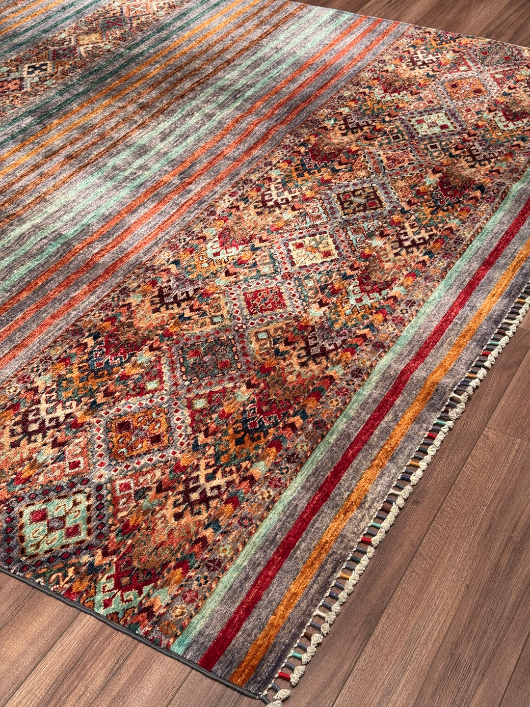 Khorjin Orijinal El Dokuması Multi Kök Boya Yün Halı 209x302 6.31 Metrekare - 7x10 ft