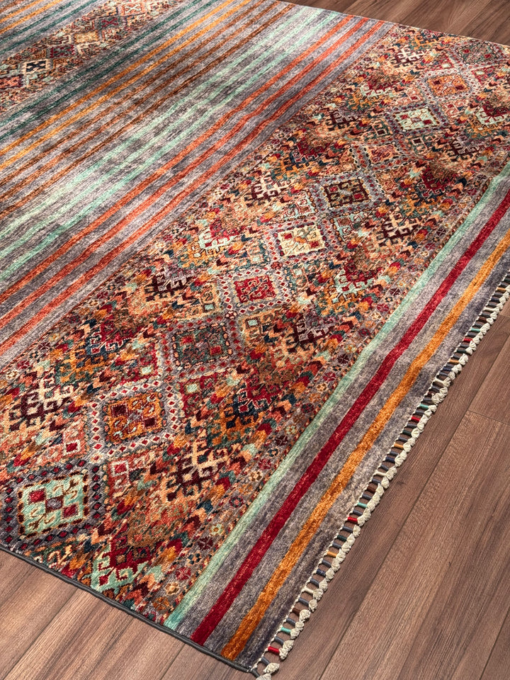 Khorjin Orijinal El Dokuması Multi Kök Boya Yün Halı 209x302 6.31 Metrekare - 7x10 ft