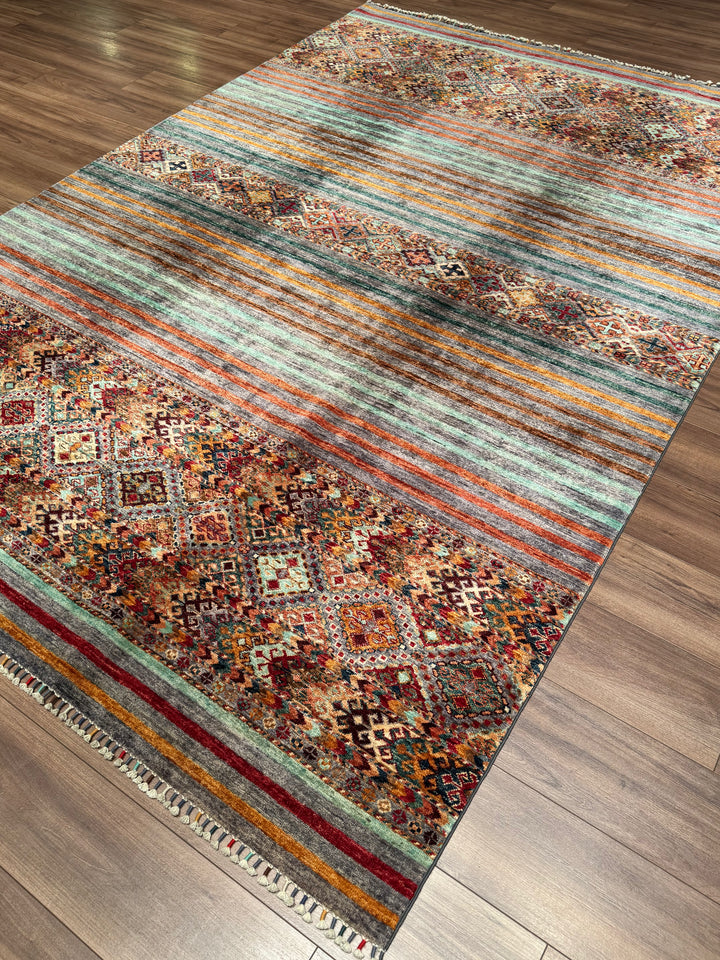 Khorjin Orijinal El Dokuması Multi Kök Boya Yün Halı 209x302 6.31 Metrekare - 7x10 ft