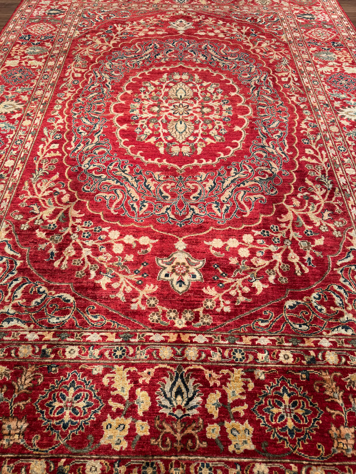 سجادة هيريز الأصلية المصنوعة يدويًا من الصوف الأحمر المصبوغ بصبغة الجذور، 211×290، 6.12 متر مربع - 7×10 قدم