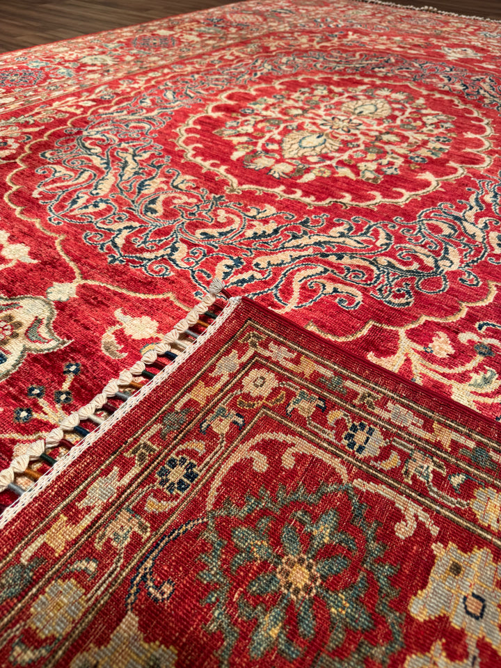 سجادة هيريز الأصلية المصنوعة يدويًا من الصوف الأحمر المصبوغ بصبغة الجذور، 211×290، 6.12 متر مربع - 7×10 قدم