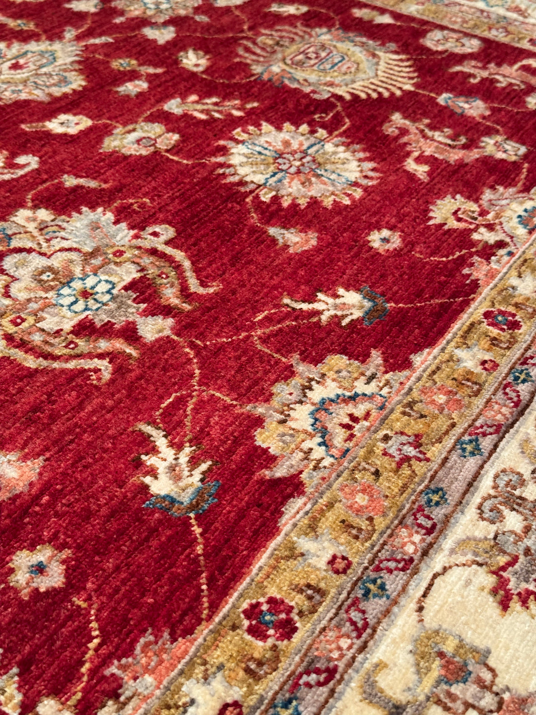 Uşak Orijinal El Dokuması Kırmızı Krem Kök Boya Yün Halı 211x296 6.25 Metrekare - 7x10 ft