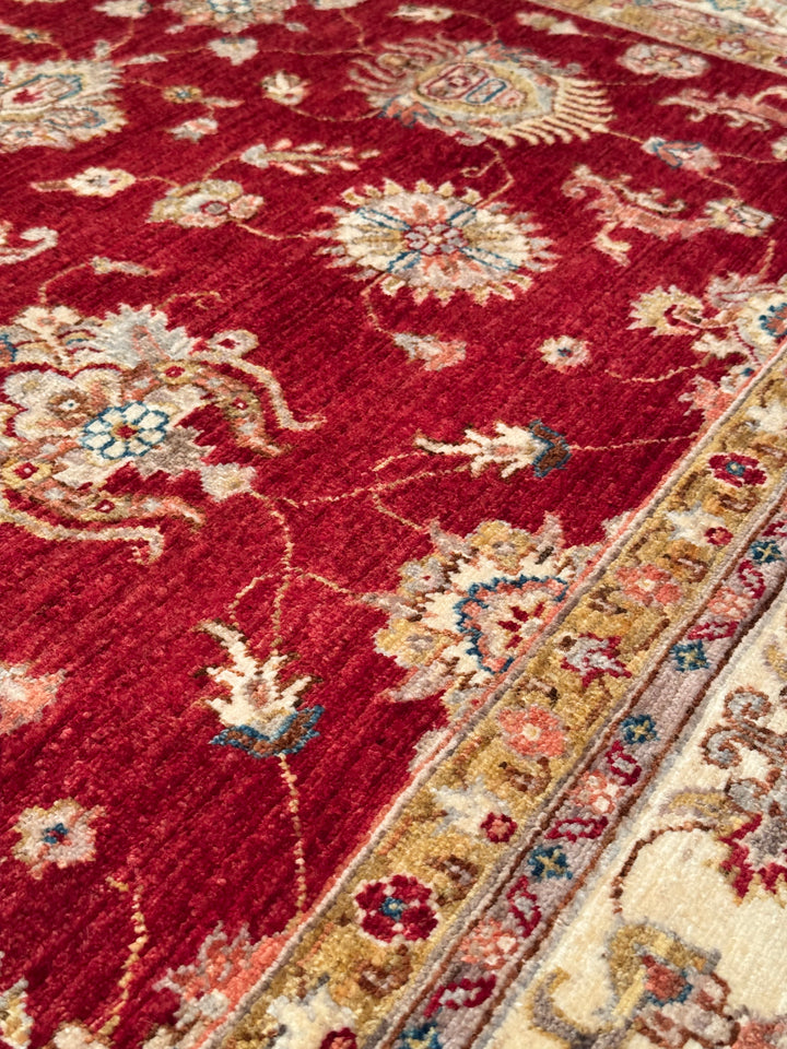 Uşak Orijinal El Dokuması Kırmızı Krem Kök Boya Yün Halı 211x296 6.25 Metrekare - 7x10 ft