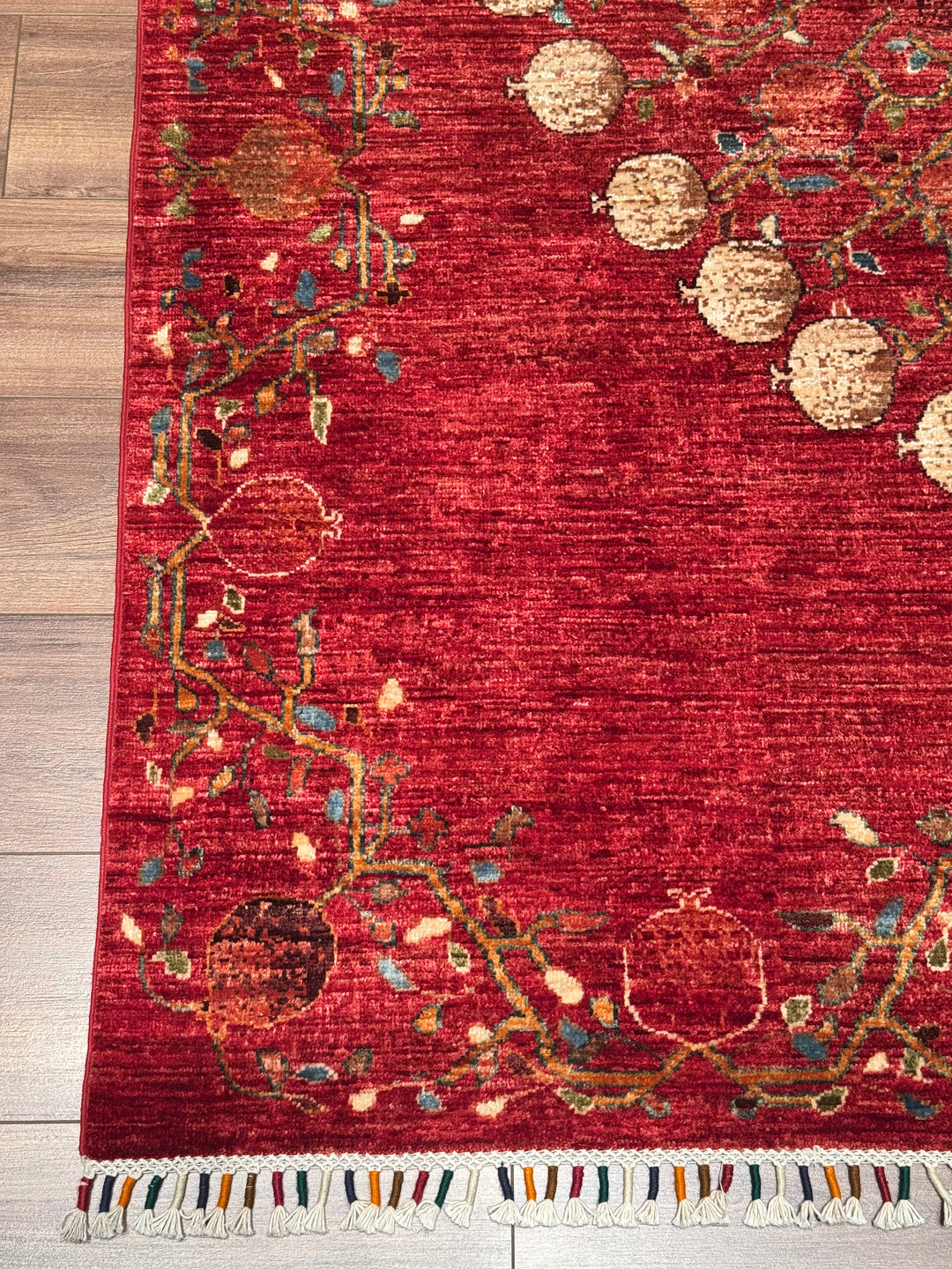 Pomegranate Tree Original Handwoven Red Root Dye Wool Rug 204x305 cm (6.22 square meters) - 7x10 ft 