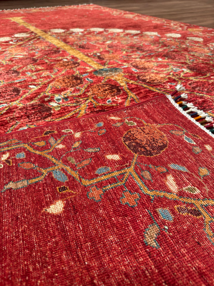 Pomegranate Tree Original Handwoven Red Root Dye Wool Rug 204x305 cm (6.22 square meters) - 7x10 ft 