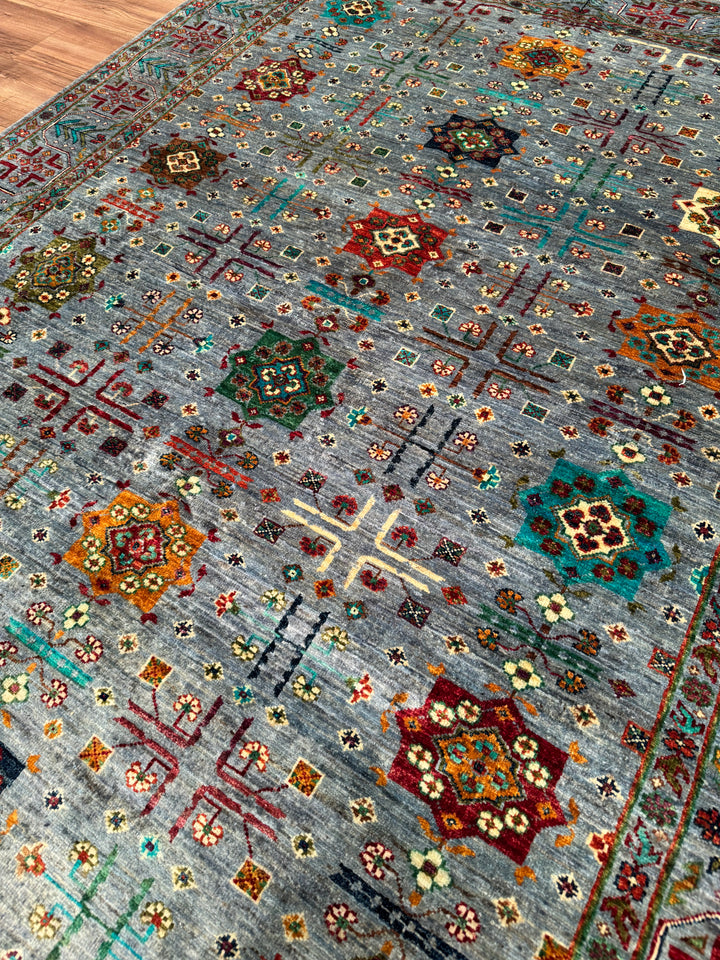 Veziri Original Hand-Woven Gray Vegetable Dyed Wool Carpet 175x237 4.15 Square Meters - 6x8 ft