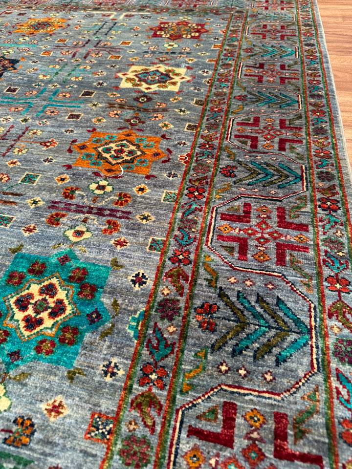 Veziri Original Hand-Woven Gray Vegetable Dyed Wool Carpet 175x237 4.15 Square Meters - 6x8 ft