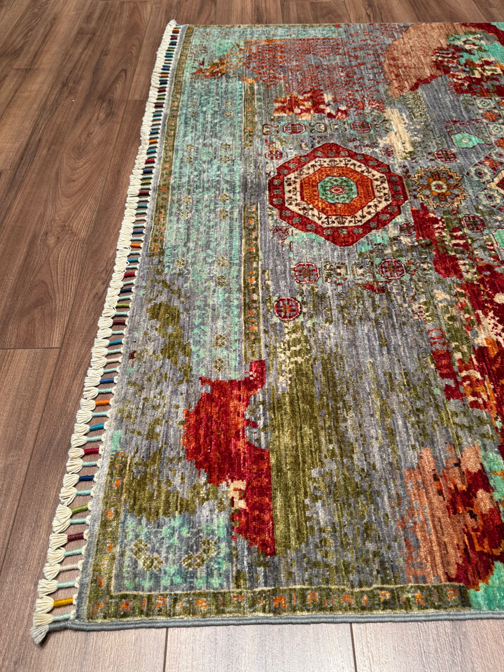 Kırık Memlük Orijinal El Dokuması Multi Kök Boya Yün Halı 152x198 3.01 Metrekare - 4x6 ft