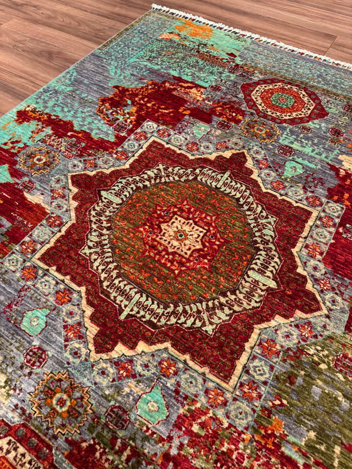 Kırık Memlük Orijinal El Dokuması Multi Kök Boya Yün Halı 152x198 3.01 Metrekare - 4x6 ft