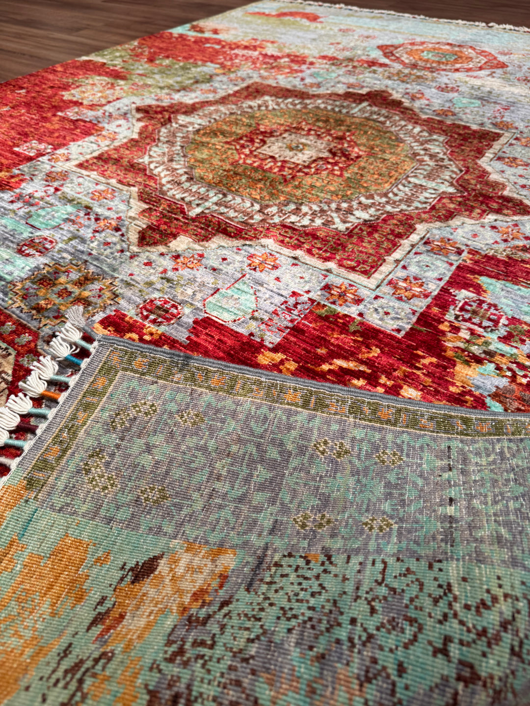 Kırık Memlük Orijinal El Dokuması Multi Kök Boya Yün Halı 152x198 3.01 Metrekare - 4x6 ft