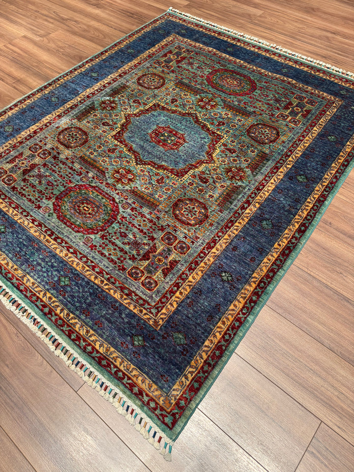 Memlük Orijinal El Dokuması Multi Kök Boya Yün Halı 156x187 2.92 Metrekare - 5x6 ft